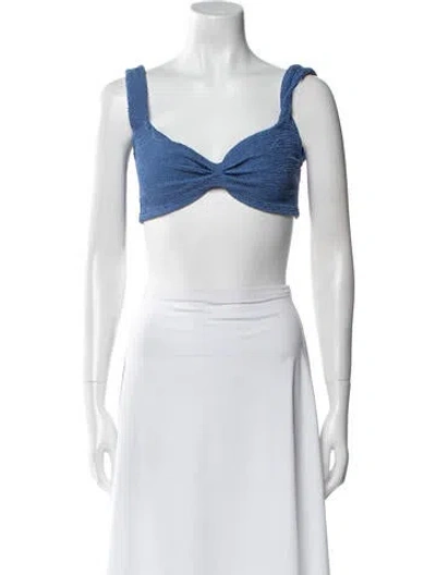 Pre-owned Hunza G Square Neckline Sleeveless Crop Top In Blue