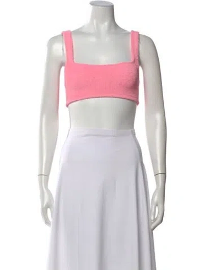 Pre-owned Hunza G Square Neckline Sleeveless Crop Top In Pink