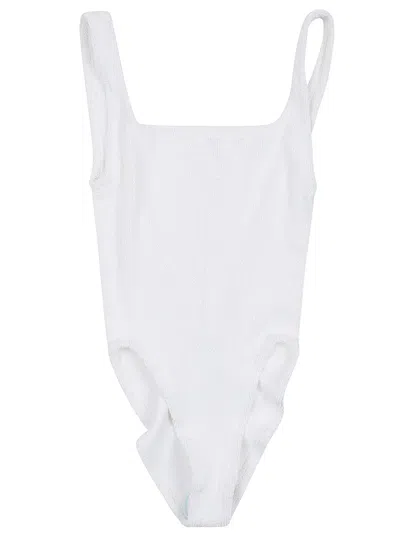 Hunza G Square Neckline Swim Costume In White