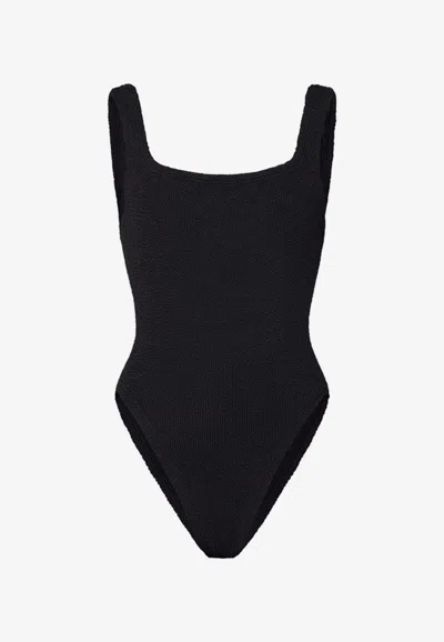 HUNZA G SQUARE ONE-PIECE TEXTURED SWIMSUIT