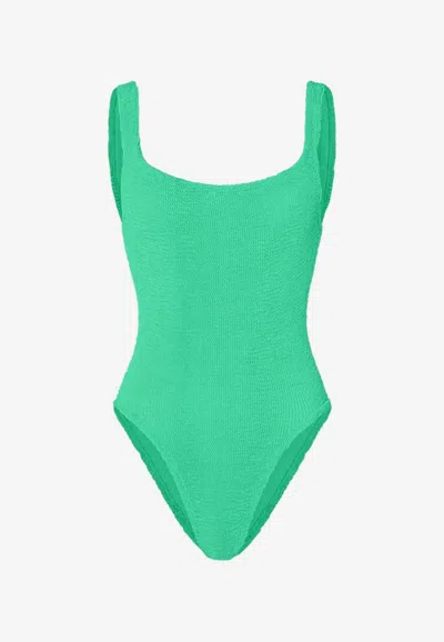 HUNZA G SQUARE ONE-PIECE TEXTURED SWIMSUIT