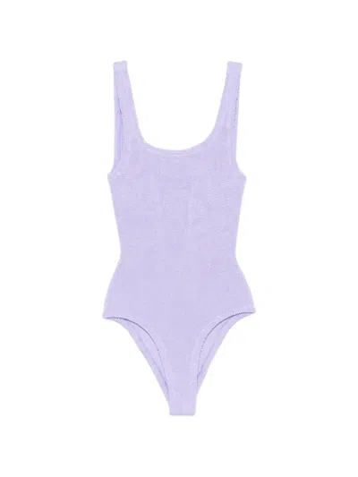 Hunza G Square Scoop-neck Swimsuit In Purple