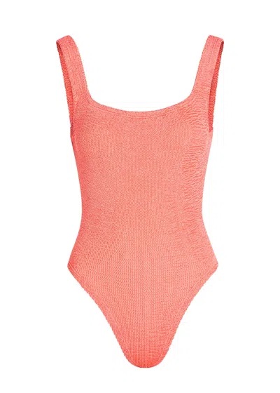 Hunza G Square-neck Crinkle Swimsuit In Orange