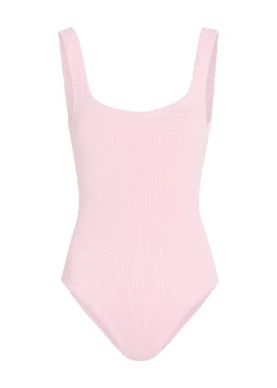 Hunza G Square-neck Crinkle Swimsuit In Pattern