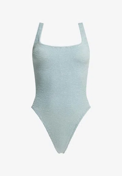 Hunza G Square-neck Crinkled One-piece Swimsuit In Black