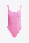 Hunza G Square-neck Crinkled One-piece Swimsuit In Pink