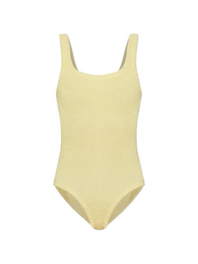 Hunza G Square-neck Crinkled Swimsuit In Green