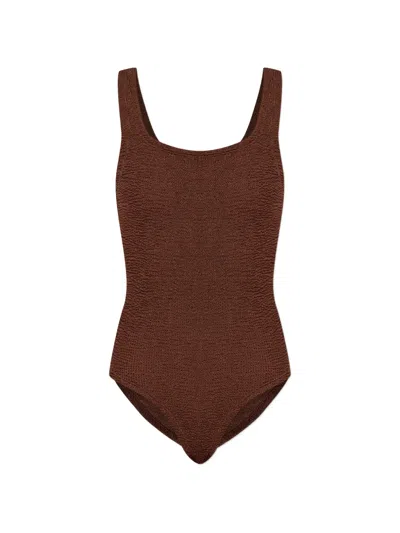 Hunza G Square-neck Swimsuit In Brown