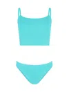 Hunza G Strappy Aqua Bikini Top With Plunging Neckline In Blue