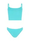 Hunza G Strappy Aqua Bikini Top With Plunging Neckline In Blue