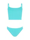 Hunza G Strappy Aqua Bikini Top With Plunging Neckline In Blue