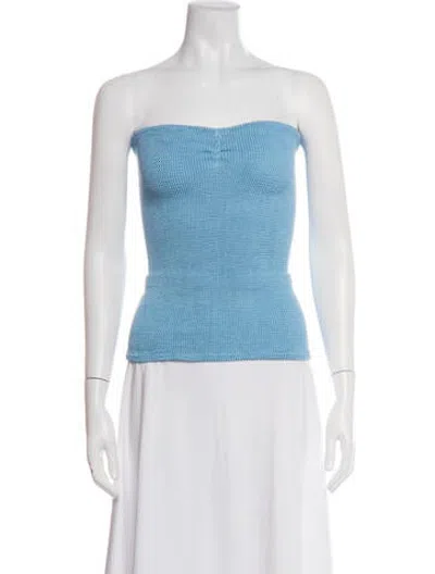 Pre-owned Hunza G Strapless Crop Top In Blue