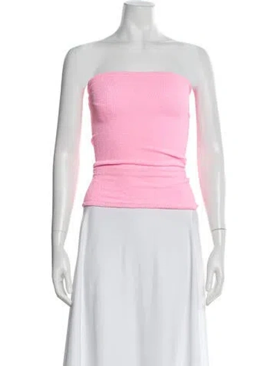 Pre-owned Hunza G Strapless Crop Top In Pink