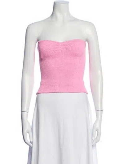 Pre-owned Hunza G Strapless Sweater In Pink