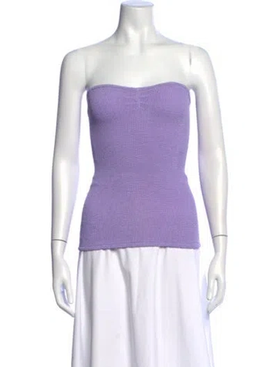Pre-owned Hunza G Strapless Sweater In Purple