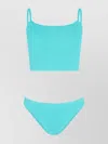Hunza G Strappy Aqua Bikini Top With Plunging Neckline