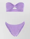 Hunza G Stretch Nylon Bandeau Bikini With Ribbed Texture In Animal Print
