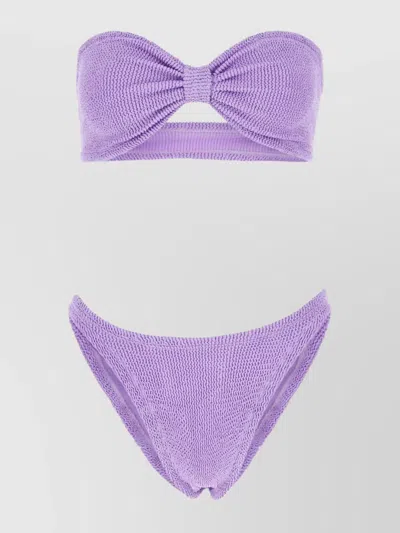 HUNZA G STRETCH NYLON BANDEAU BIKINI WITH RIBBED TEXTURE