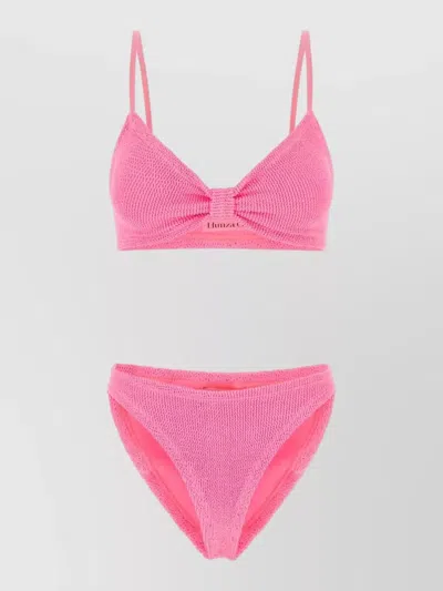 Hunza G Alicia Honeycomb Textured Stretch-fabric Bikini In Pink