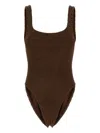 Hunza G Maya Swimsuit Metallic Chocolate One Size In Brown