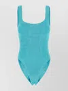 Hunza G Stretch Nylon Swimsuit Scoop Neckline Sleeveless Design In Blue