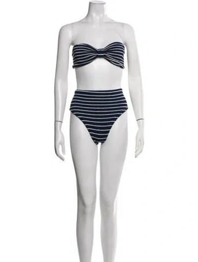 Pre-owned Hunza G Striped Bikini In Blue