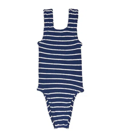 Hunza G Kids' Alva Bow-detail Swimsuit In Navy