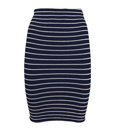 Hunza G Striped Crinkle Mini Skirt In Navy/white