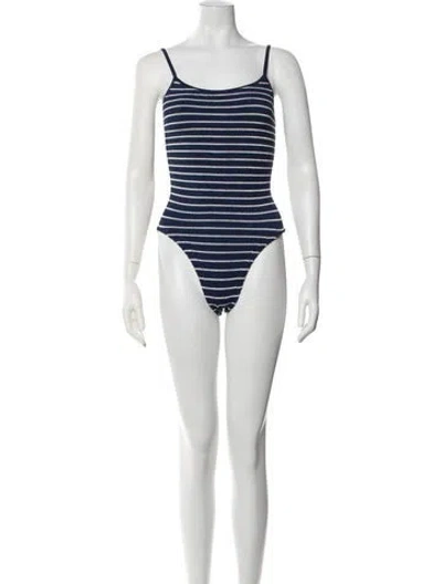Pre-owned Hunza G Striped One-piece In Black