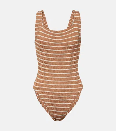 Hunza G Square-neck One-piece Swimsuit In Brown