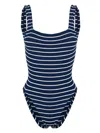 HUNZA G HUNZA G STRIPED SWIMSUIT WITH SQUARE NECKLINE