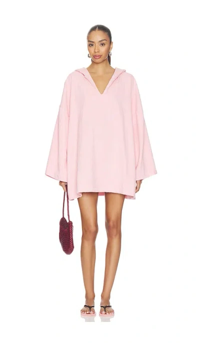 Hunza G Sunny Towelling Hooded Poncho In Pink