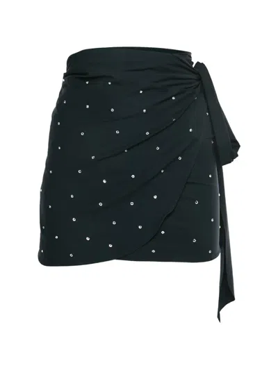 Pre-owned Hunza G Swarovski Tie-side Mini Sarong In Black