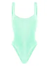 Hunza G Crinkle-effect Square-neck Swimsuit In Green