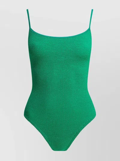 HUNZA G SWIMSUIT HIGH-CUT LEG SPAGHETTI STRAPS