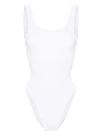 Hunza G Crinkled-effect Open-back Swimsuit In White