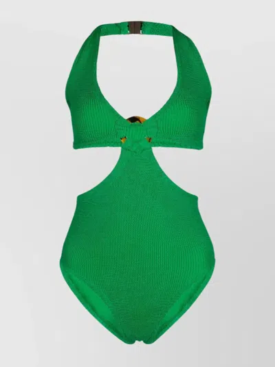 Hunza G Swimsuit With Cut-out Design And Halter Neck In Green