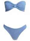 Hunza G Bandeau Top High-cut Bottoms Textured Fabric