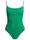 Hunza G Green One-piece Swimsuit With Squared Neckline In Ribbed Stretch Polyamide Woman