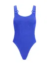 Hunza G Cut-out Sculpting Swimsuit Textured Fabric In Blue