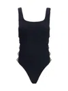 Hunza G Sculpting Support Swimsuit With Crossed Cut-out Panels In Black