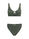 Hunza G 'julia' Green Bikini With Chunky Fixed Straps And Cut-out With Ring In Green