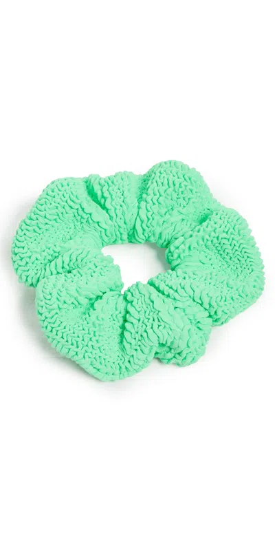 Hunza G T Crinkle Lime Scrunchie Lime In White