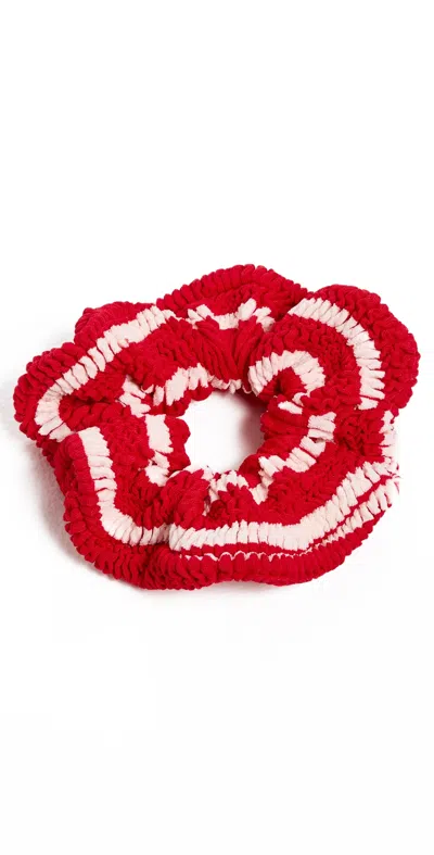 Hunza G T Stripe Crinkle Red/white Scrunchie Red/white