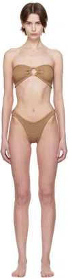 Hunza G Tan Gloria Bikini In Metallic Cocoa