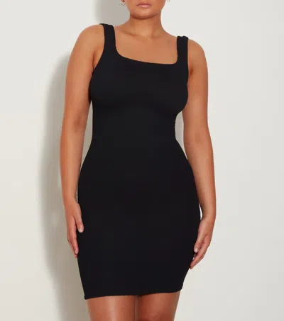 Hunza G Crinkle Mini Dress In Black