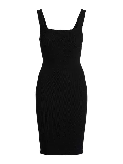 Hunza G Crinkled Terry Tank Mini Dress In Black