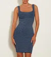 Hunza G Striped Crinkled-knit Tank Dress In Navy/white Stripe