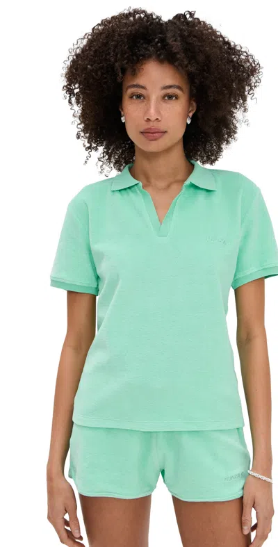 Hunza G Terry Toweling Polo Green
