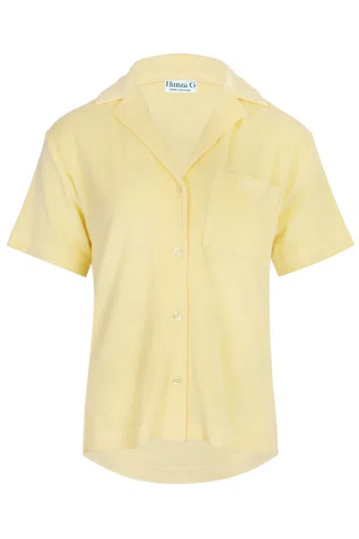 Hunza G Womens Butter Cuban Short-sleeve Terry Toweling Shirt In Yellow